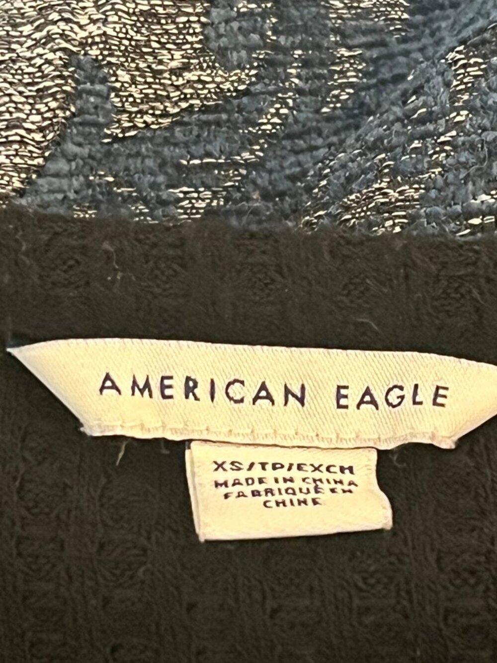 American Eagle Waffle Knit Mini Black Dress Tiered Long Sleeve Casual XS - Picture 5 of 9